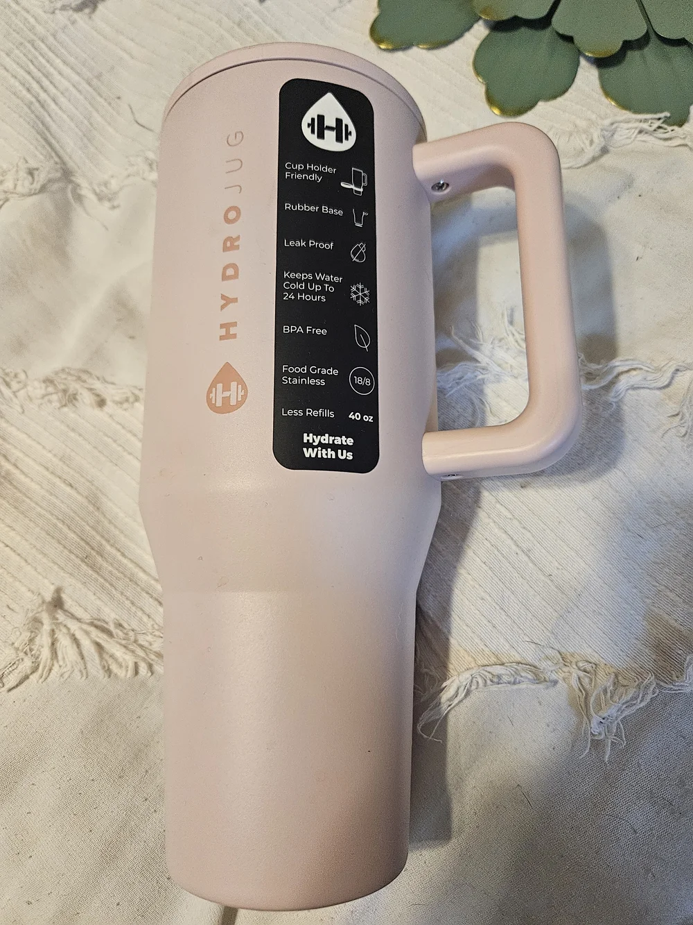 Hydrojug Pink Insulated Travel Mug with Handle
